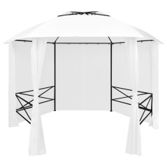 Tenda de jardim com cortinas 360x312x265 cm 180 g/m² branco