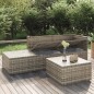 4 pcs conjunto lounge de jardim c/ almofadões vime PE cinzento