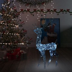 Rena decorativa de Natal 140 LEDs 120 cm acrílico branco frio