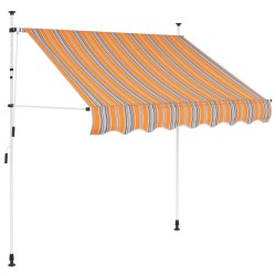 Toldo retrátil manual 150 cm riscas amarelas e azuis