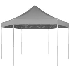 Tenda festas pop-up dobrável hexagonal cinzento 3,6x3,1 m