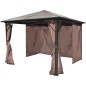 Gazebo com cortina 300 x 300 cm alumínio castanho