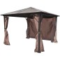 Gazebo com cortina 300 x 300 cm alumínio castanho