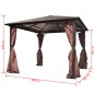 Gazebo com cortina 300 x 300 cm alumínio castanho