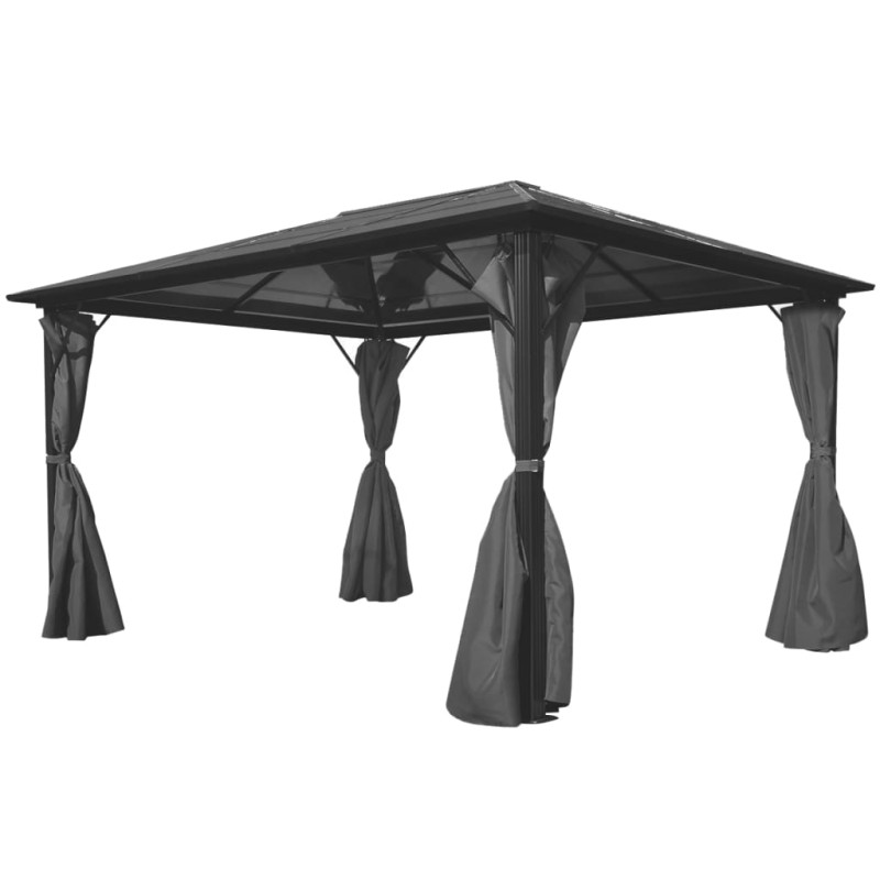 Gazebo com cortina em alumínio 400 x 300 cm antracite-Toldos e gazebos-Home Retail