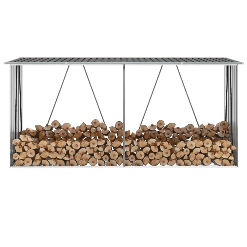 Abrigo jardim p/arrumação de troncos aço 330x84x152cm antracite-Acessórios para prateleiras de lenha e madeira-Home Retail