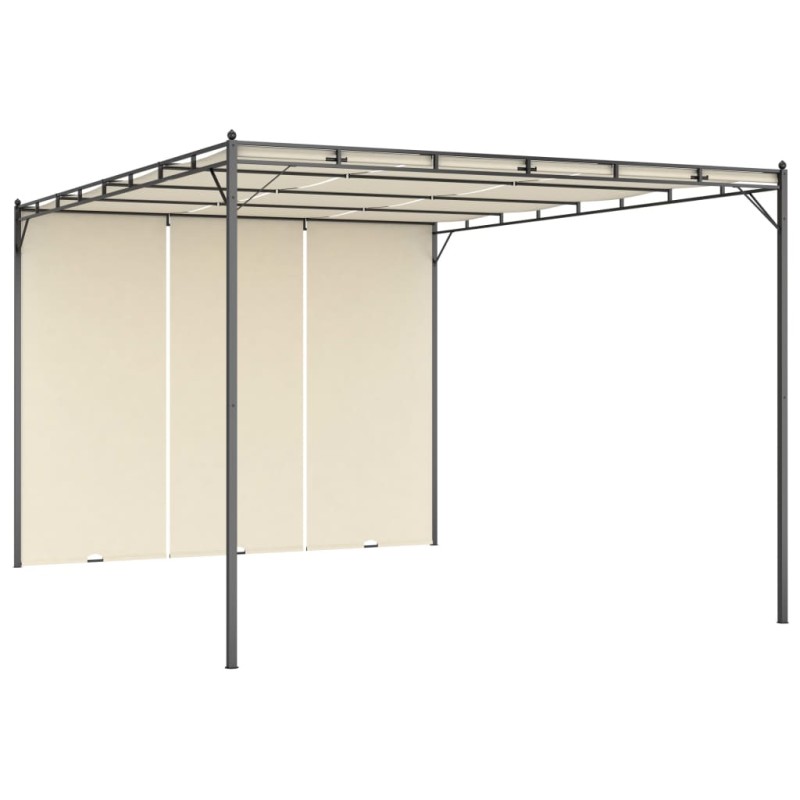 Gazebo de jardim com cortina lateral 4x3x2,25m cor creme-Toldos e gazebos-Home Retail