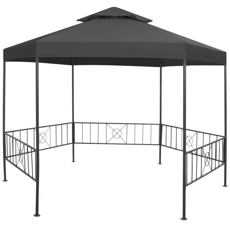 Gazebo de jardim 323x275x265 cm antracite-Toldos e gazebos-Home Retail