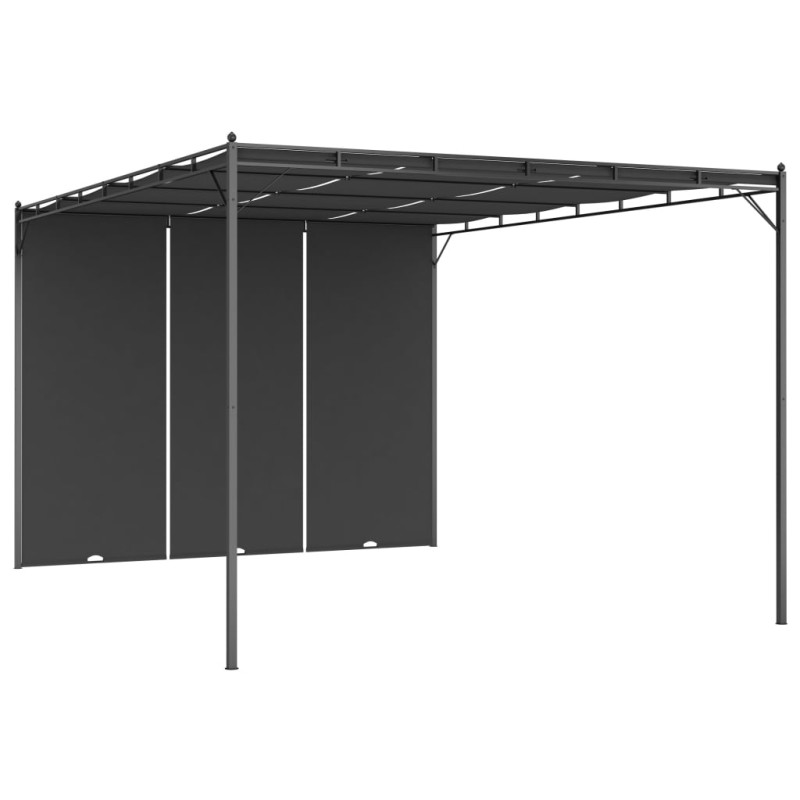 Gazebo de jardim com cortina lateral 4x3x2,25m antracite-Toldos e gazebos-Home Retail