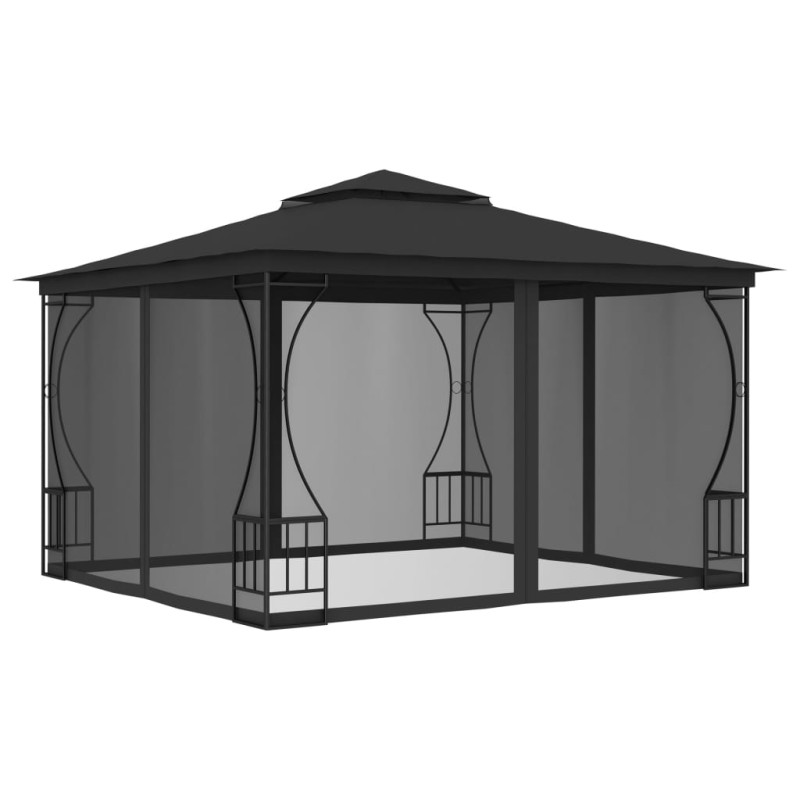 Gazebo com redes 300x300x265 cm antracite-Toldos e gazebos-Home Retail