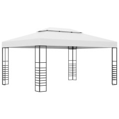 Gazebo de jardim 4x3x2,7 m aço revestido a pó branco