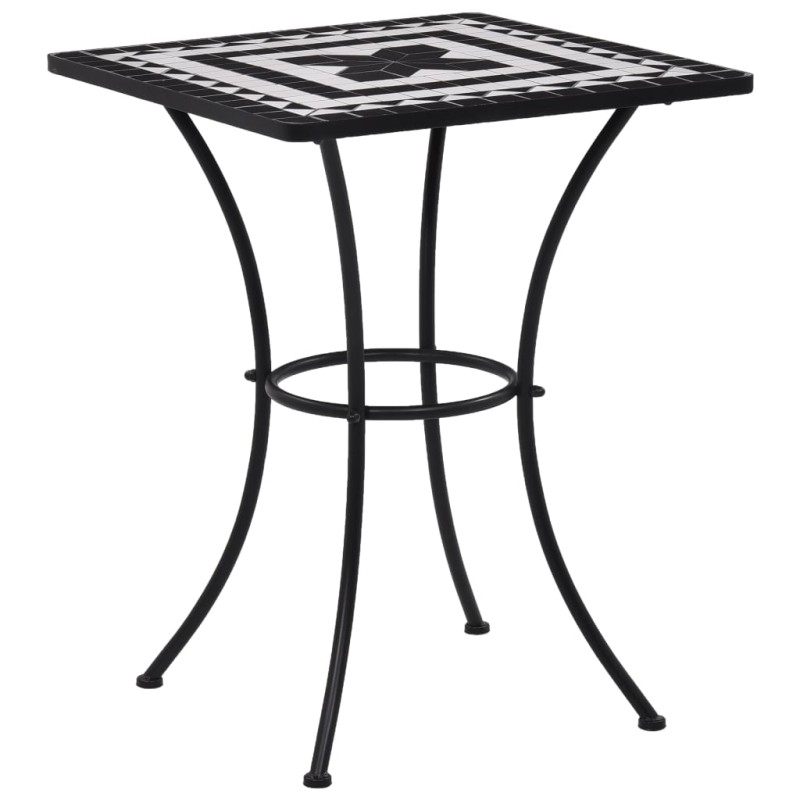 Mesa bistrô em mosaico 60 cm cerâmica preto e branco-Mesas de jardim-Home Retail