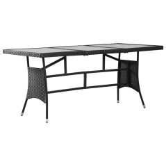 Mesa de jardim 170x80x74 cm vime PE preto