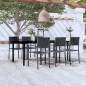 7 pcs conjunto de jantar para jardim preto