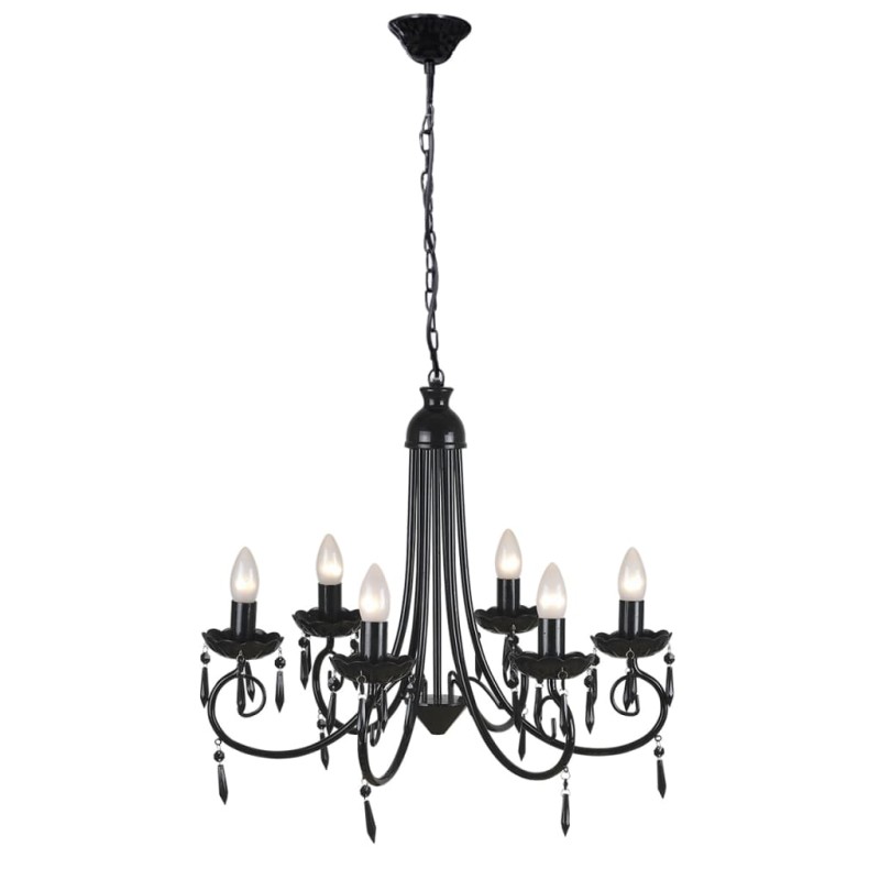 Candelabro pendente de cristal preto para 6 bulbos-Candelabros-Home Retail