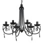 Candelabro pendente de cristal preto para 6 bulbos