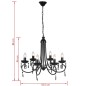 Candelabro pendente de cristal preto para 6 bulbos