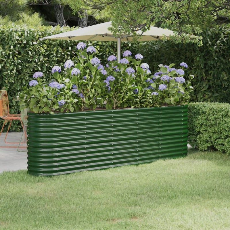 Canteiro elevado jardim 224x40x68 cm aço revestido a pó verde-Vasos e floreiras-Home Retail