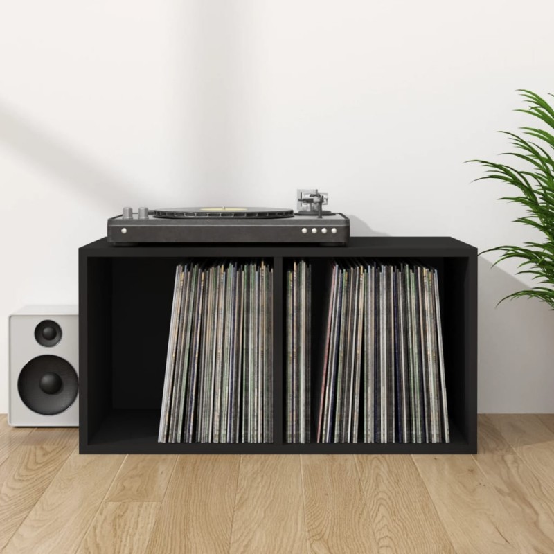 Caixa p/ discos de vinil 71x34x36 cm derivados de madeira preto-Armários e estantes para aparelhos de multimédia-Home Retail