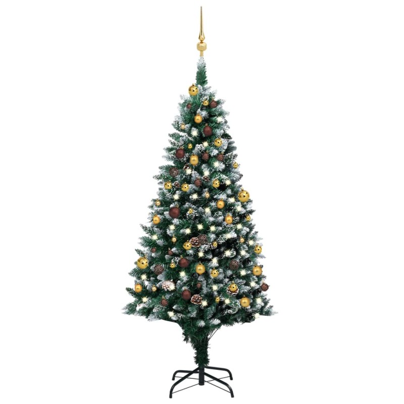 Árvore Natal artificial pré-iluminada c/ bolas e pinhas 180 cm-Árvores de Natal-Home Retail