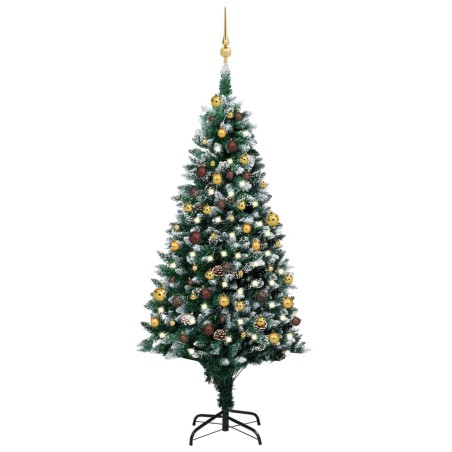 Árvore Natal artificial pré-iluminada c/ bolas e pinhas 180 cm