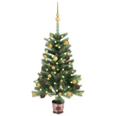 Árvore Natal artificial pré-iluminada c/ bolas 90 cm verde