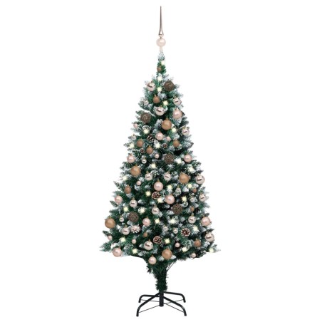 Árvore Natal artificial pré-iluminada c/ bolas e pinhas 150 cm