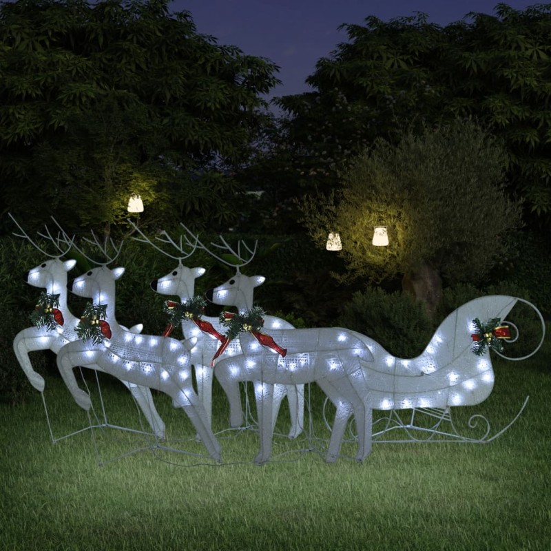 Decoração de Natal renas/trenó p/ exterior 100 luzes LED branco-Luzes de Natal-Home Retail