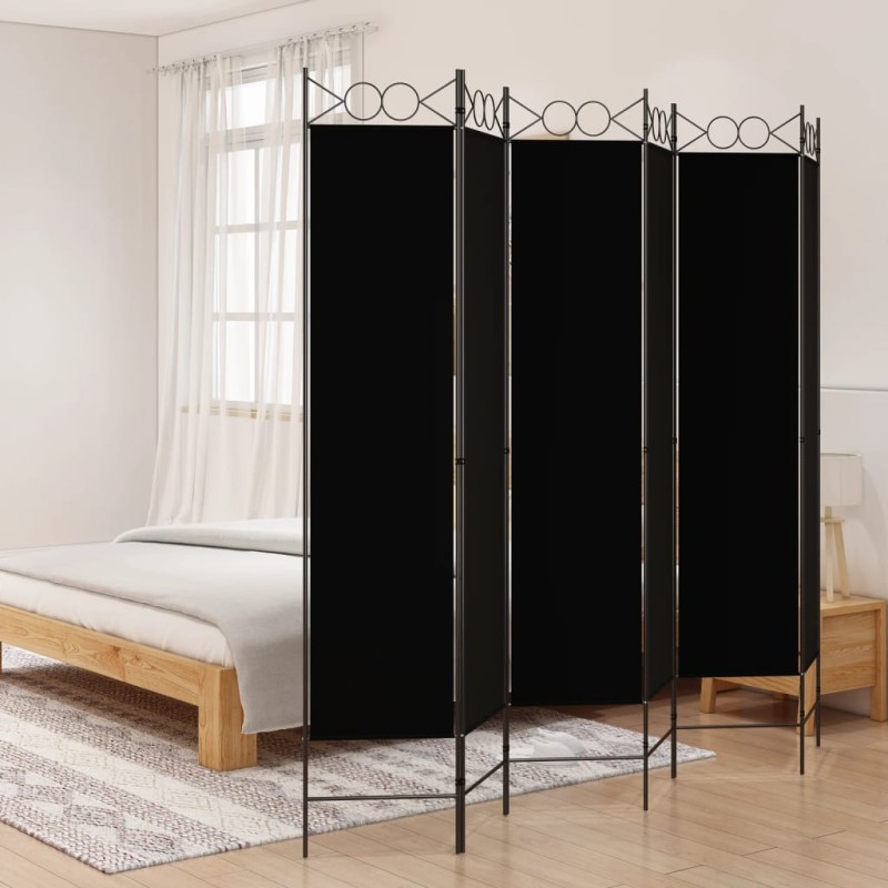 Divisória de quarto com 6 painéis 240x200 cm tecido preto-Biombos-Home Retail