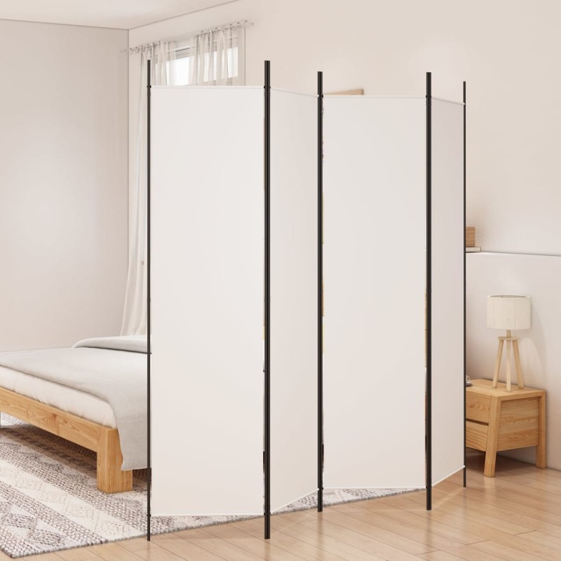 Biombo com 4 painéis 200x200 cm tecido branco-Biombos-Home Retail