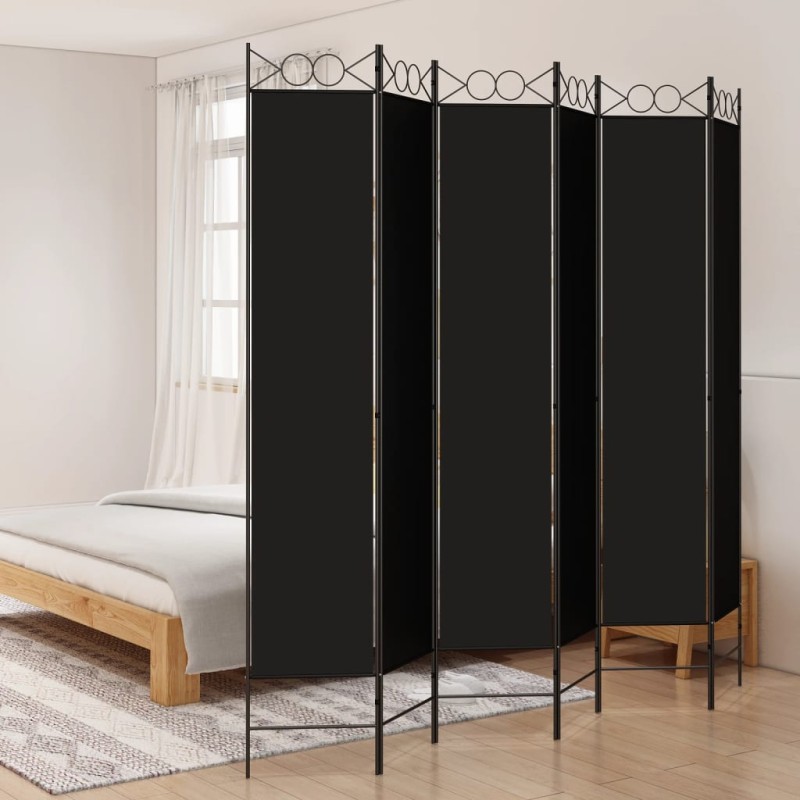 Divisória/biombo com 6 painéis 240x220 cm tecido preto-Biombos-Home Retail