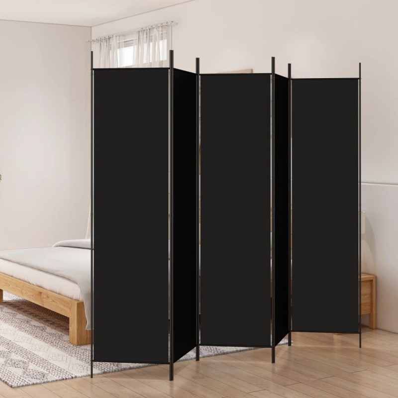 Divisória de quarto com 5 painéis 250x200 cm tecido preto-Biombos-Home Retail