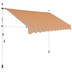 Toldo retrátil manual 250 cm riscas amarelas e azuis