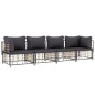 4 pcs conjunto lounge de jardim c/ almofadões vime PE antracite