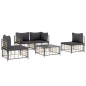 5 pcs conjunto lounge de jardim c/ almofadões vime PE antracite