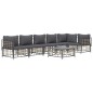 7 pcs conjunto lounge de jardim c/ almofadões vime PE antracite