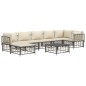 8 pcs conjunto lounge de jardim c/ almofadões vime PE antracite