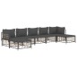 7 pcs conjunto lounge de jardim c/ almofadões vime PE antracite