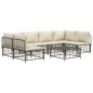 7 pcs conjunto lounge de jardim c/ almofadões vime PE antracite