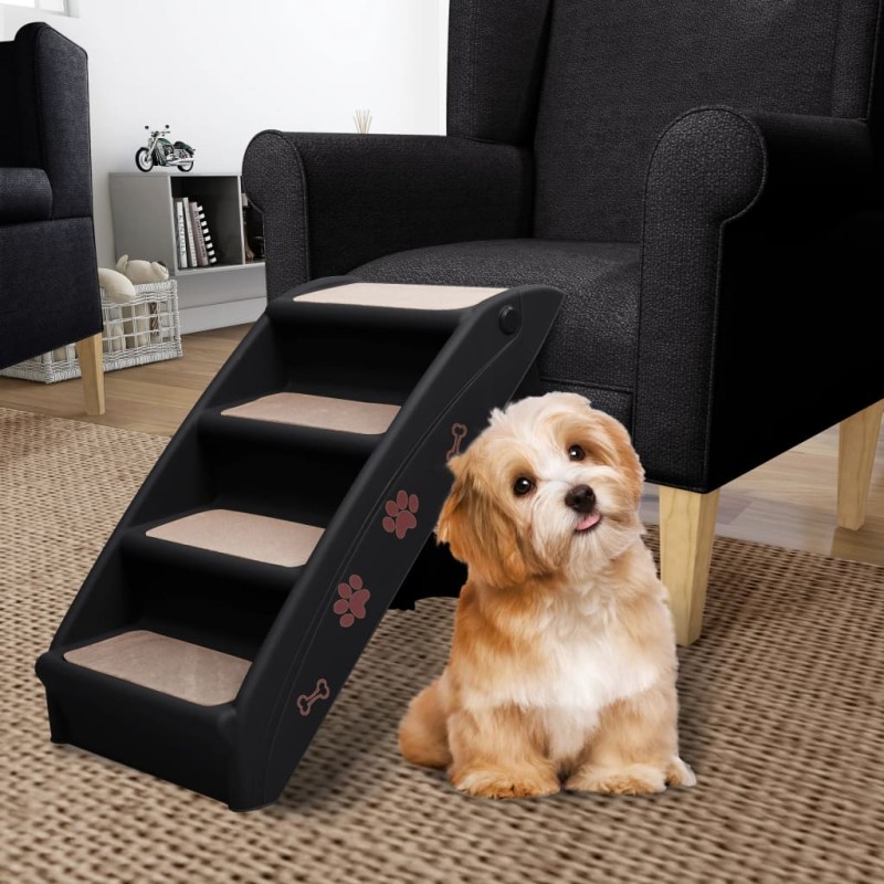 Escadas para cães dobráveis 62x40x49,5 cm preto-Escadas e rampas para animais de estimação-Home Retail