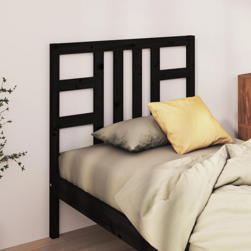 Cabeceira de cama 106x4x100 cm pinho maciço preto-Cabeceiras e estribos de camas-Home Retail