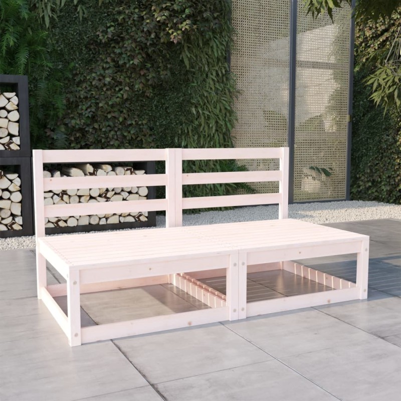 Sofá de 2 lugares para jardim pinho maciço branco-Sofás para exterior-Home Retail