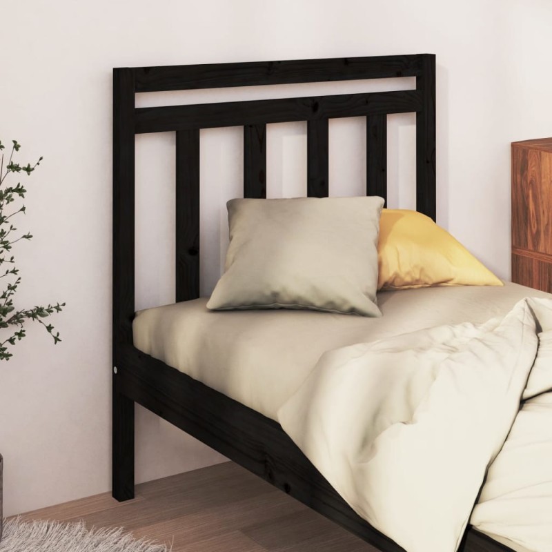 Cabeceira de cama 106x4x100 cm pinho maciço preto-Cabeceiras e estribos de camas-Home Retail