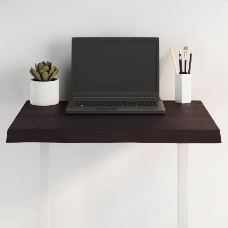 Tampo de mesa com bordas vivas maciço tratado castanho-escuro-Tampos de mesa-Home Retail