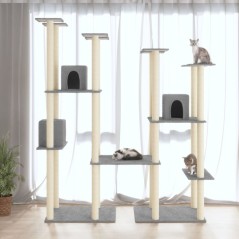 Árvore p/ gatos c/ postes arranhadores sisal 174 cm cinza-claro