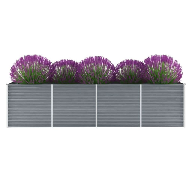 Canteiro elevado de jardim aço galvanizado 320x80x77cm cinzento-Vasos e floreiras-Home Retail