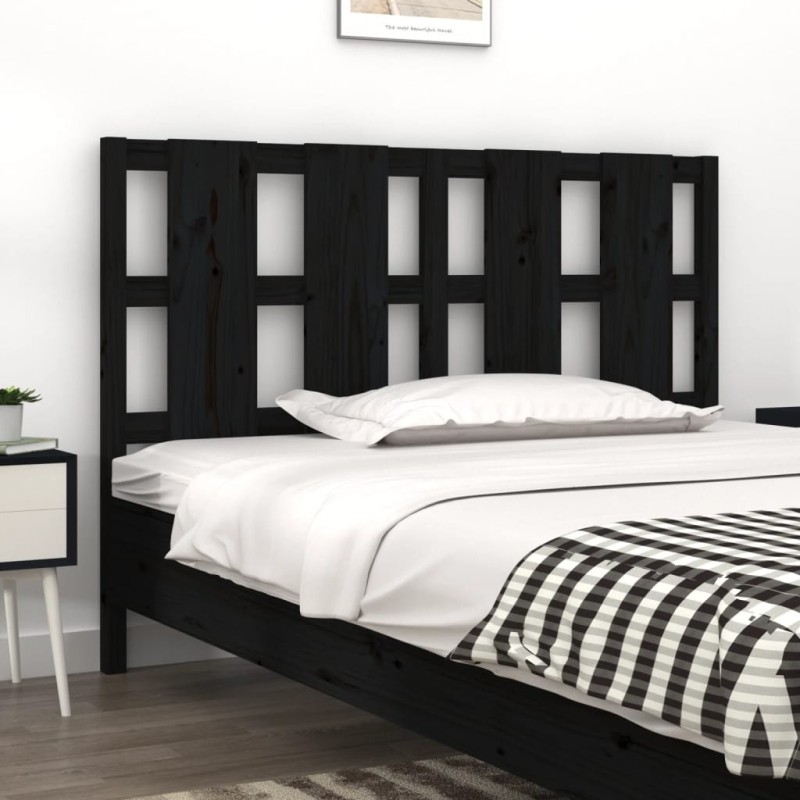 Cabeceira de cama 125,5x4x100 cm pinho maciço preto-Cabeceiras e estribos de camas-Home Retail