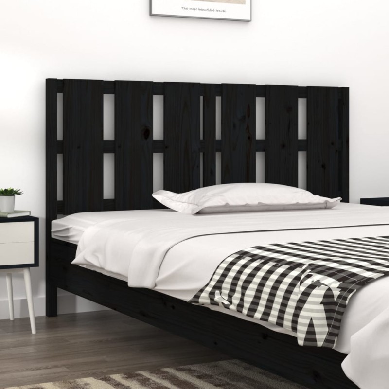 Cabeceira de cama 155,5x4x100 cm pinho maciço preto-Cabeceiras e estribos de camas-Home Retail