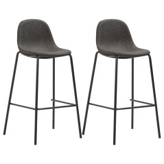 Cadeiras de bar 2 pcs tecido cinzento-escuro