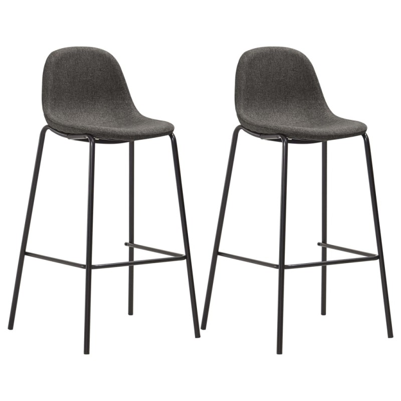 Cadeiras de bar 2 pcs tecido cinzento-escuro-Bancos de bar-Home Retail